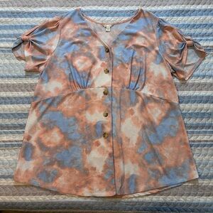 0032- EST 1946 Tie Dye Button Front Blouse | 18/20W